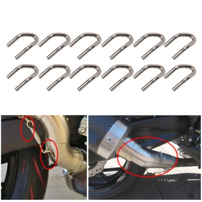 12pcs Weldable Motorcycle Exhaust Pipe Muffler Clasp Spring U Lug Hook Steel - Image 1 of 3