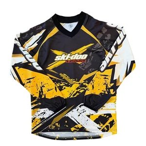 Ski Doo Racing Jersey Long Sleeve Snowmobile Shirt Youth 10/12 Black Yellow - Picture 1 of 6