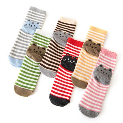 6 pares de calcetines a rayas para gatos para mujeres regalos para gatos lindos calcetines para animales regalos para mujeres Foto 1 de 4