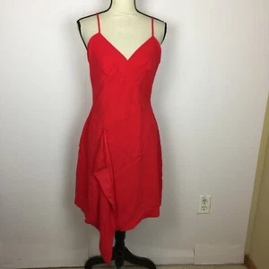 Vestido Vaina BCBG Max Azria Cornelia Talla 6 Rojo Crepe Cascada Volantes Precio de venta sugerido por el fabricante $248 - Imagen 1 de 15