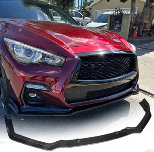 Se adapta al sedán deportivo Infiniti Q50 2018-20 divisor de barbilla labial delantero carbono real - Imagen 1 de 12
