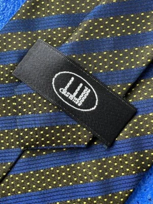 Corbata Dunhill Point Dots diseño a rayas verde 100 % seda auténtica Foto 1 de 4