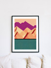 Purple Mountains At Dusk Oil Paint Wood Block Colour Wall Art, Wallart - A4 Size