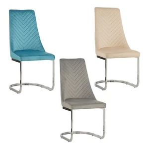 Armless Soft Velvet with Silver Chrome Metal Frame Dining Chairs Kitchen Office - Picture 1 of 26