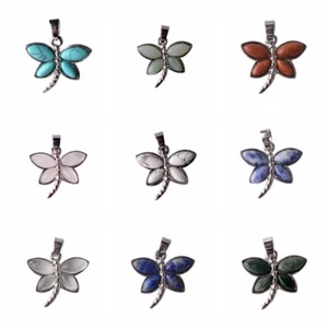 Butterfly Chakra Healing Pendant Natural Crystal Gem Necklace for Women Girls - Picture 1 of 31