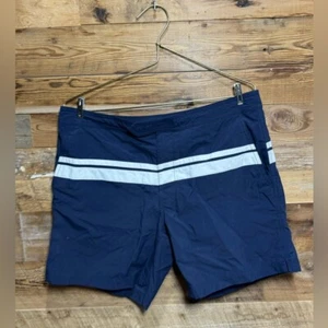 J Crew Original swim Shorts, mesh lined navy and white stripe US 32 beach preppy - Picture 1 of 3