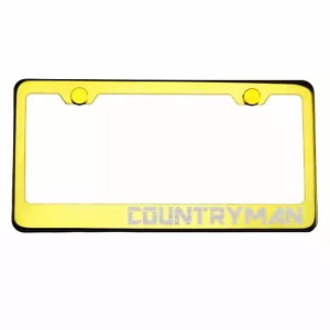 Gold Chrome License Plate Frame COUNTRYMAN Laser Etched Metal Screw Cap - Bild 1 von 8