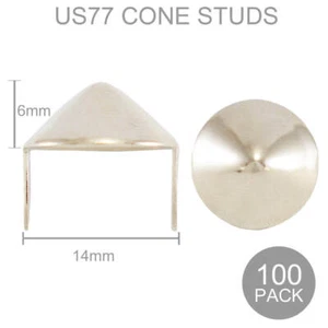 14mm Wide US77 Cone Studs - Silver (Pack of 100) - Picture 1 of 3