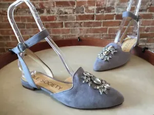 Sole Society Something Blue Suede Pearla Embellished Flats 6.5 37 New Wedding - Picture 1 of 4
