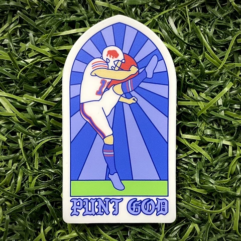 Buffalo Bills Matt Araiza Punt God Stained Glass Die Cut Stickers 3” NFL Pop Art Cover