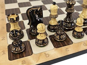 Jeu d'échecs King Staunton en bois brûlé 4 QN Zagreb 3 3/4" avec plateau rustique - Photo 1 sur 6