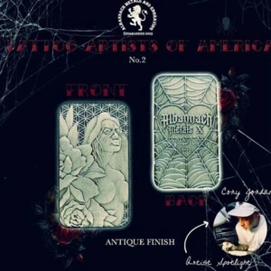 1 Oz .999 Silver Albannach Metals Tattooed Girls Antiqued Art Bar #2 In Series - Picture 1 of 1