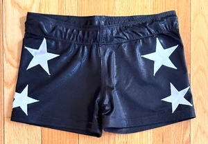 Men’s Pro Wrestling Biker Shorts Wet Black w/ Silver Stars Sz S 30–32 Spandex - Picture 1 of 4