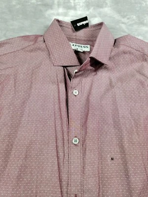 NEW Express Extra Slim polka dot Button Up Long Sleeve Mens Medium - Image 1 of 4