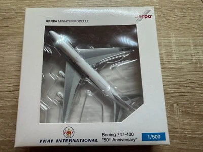 Herpa 517935 Aereo Boeing 747-400 "50" Anniversario 1:500 Mai Usato In OVP - Immagine 1 di 2