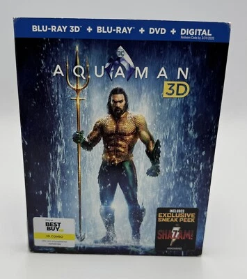 Aquaman 3D (2018, Blu-ray 3D / Blu-ray / DVD) w/ slipcover - Image 1 of 3
