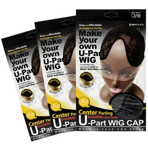 Lote de 3 gorras de peluca Qfitt parte en U frontal de encaje invisible parte central #5015  - Imagen 1 de 1