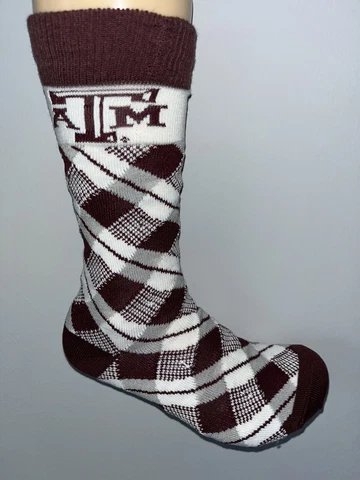 TEXAS A&M AGGIES NCAA MENS LOGO ARGYLE MIX CREW DRESS SOCKS LARGE Q Cover