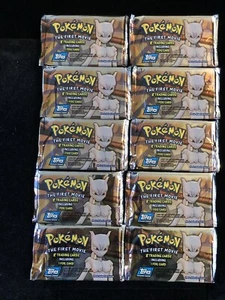 POKÉMON TOPPS 1ST MOVIE 1ST EDITION 5 COUNT LOT BOOSTER PACKS BLUE LABEL - Picture 1 of 5
