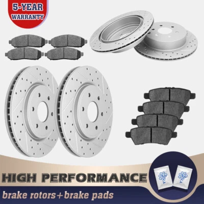 Front Rear Drilled Rotors Ceramic Brake Pads Fit for 2005-2012 Nissan Pathfinder - Image 1 of 4