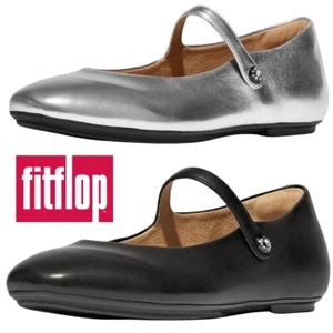 Womens Slip On Shoes FitFlop Delicato Mary Jane Ballerina Leather Shoe UK4-8 - Picture 1 of 13