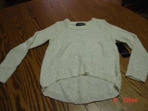 Girls Ivory Silver Sequins Holiday Sweater by Jordache - Picture 1 of 3