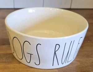 Rae Dunn Dogs Rule 8 inch Large Dog Bowl Ceramic Round Crock - Picture 1 of 9