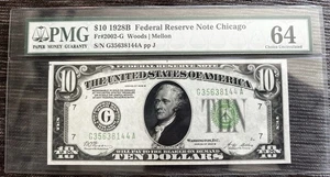1928B $10 Federal Reserve Chicago PMG 64 choice uncirculated FR#2002-G - Picture 1 of 2