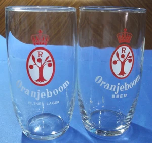 2 bicchieri da birra RARI vintage - ORANJEBOOM HOLLAND Paesi Bassi OLANDESI Pilsner!!! - Foto 1 di 6