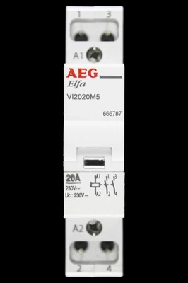 AEG 20 AMP DOUBLE POLE NO CONTACTOR 230V COIL 666787 VI2020M5 - Image 1 of 4