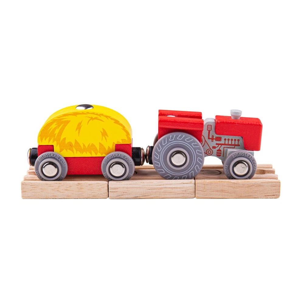 Tren de juguete Bigjigs Rail rojo tractor y vagón - accesorios ferroviarios, trenes de madera Foto 1 de 1