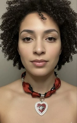 scarf necklace Football Georgia Bulldog Theme Red Black White Team Fan - Image 1 of 4