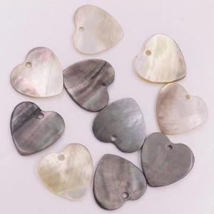 10 PCS 25mm Heart  Shell gray Black Mother of Pearl Loose Beads - Picture 1 of 9