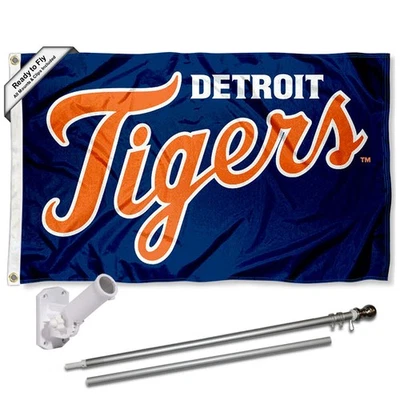 Detroit Tigers Script Flag Pole and Bracket Kit - Image 1 of 4