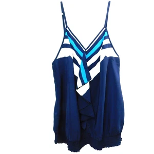 NUEVA Camiseta sin Mangas Lane Bryant Azul Marino Acanalada Elastizada Para Mujer 14 16 - Imagen 1 de 5