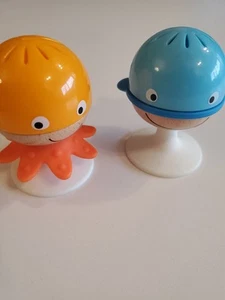 Hape Stay-Put Rattle Set of 2 sea Animal Suction Rattle Toys Whale Jelly - Picture 1 of 7