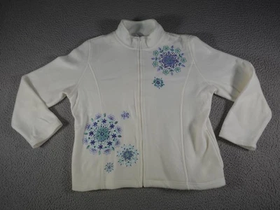 Chaqueta Alfred Dunner para mujer pequeña mediana polar bordada flores florales Foto 1 de 4