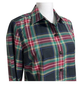 Vineyard Vines with Cashmere Button Up Top Womens Sz 2 Plaid Holiday Christmas - Picture 1 of 8