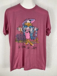Vtg 1989 Air Waves T Shirt I Want It All Fancy Duck Pink Size Adult XL - Imagen 1 de 12