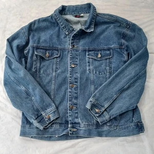Vintage 80s 90s Marlboro RedStar Denim Blue Jean Trucker Jacket Size XL - Picture 1 of 7