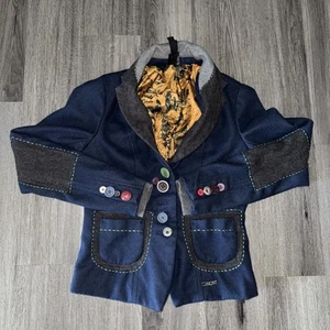 Desigual Y2K Blazer bestickt Rücken Art Ellenbogen Patch Größe 36 - Bild 1 von 19