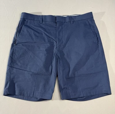 Pantalones Cortos J.Crew Destination 33 Azul Marino Elastizados Mezcla de Algodón Seersucker Informales Foto 1 de 4