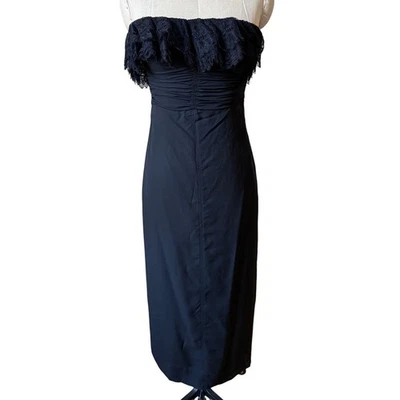 Vestido midi vintage años 90 Mayle sin tirantes de encaje recortado en negro talla 4 Foto 1 de 4