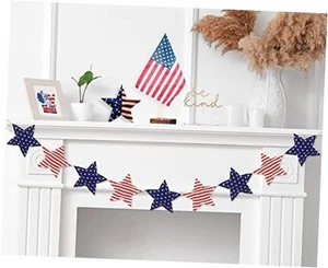 4th of July 3D Star Banner Patriotic Fabric Banner Party Decoration American - Picture 1 of 8