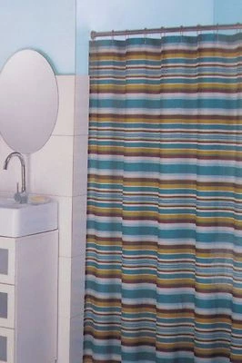 Cortina de ducha de tela a rayas Ridgefield Home Princeton 72" x 72" nueva en paquete Foto 1 de 4