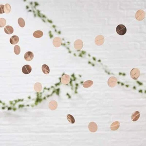 4m Metallic Champagne Gold Foil Confetti Circle Bunting Garland Party Decoration - Picture 1 of 1