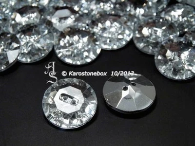2 Schmuck Knopf Zierknopf Strassknopf Knöpfe 16mm Crystal Aufnähsteine - Bild 1 von 2