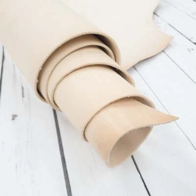 Genuine Leather Vegetable Tanned Natural Color 9-10 OZ Sides Project Pieces - Image 1 of 2