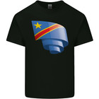 Curled DR Congo Flag Congolese Day Football Mens Cotton T-Shirt Tee Top