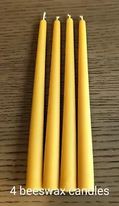 4 Candles PURE BEESWAX ( BEES WAX ) 9'' TAPER HANDMADE BURNING TIME UP 7 HOURS - Picture 1 of 6